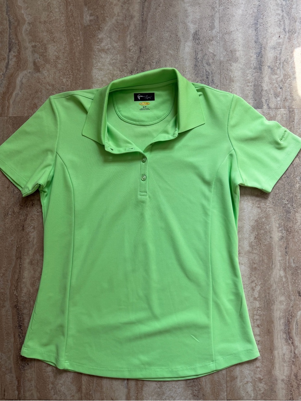 Greg Norman Collection Lime Green Short Sleeve Button Golf Polo Augusta
